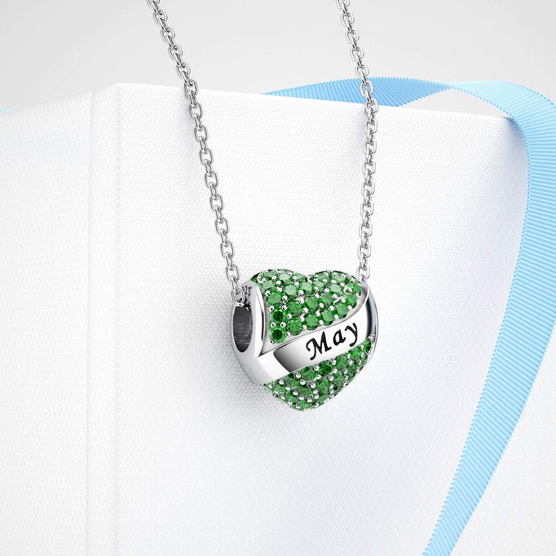 DALARAN May Birthstone Charms for Pandora Charms Bracelet Sterling Silver Heart Bead Happy Birthday for Bracelets Necklace - Image 4